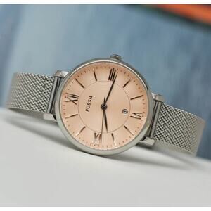 Fossil ES5089 Jacqueline Three-Hand Date Stainless Steel Mesh Watch